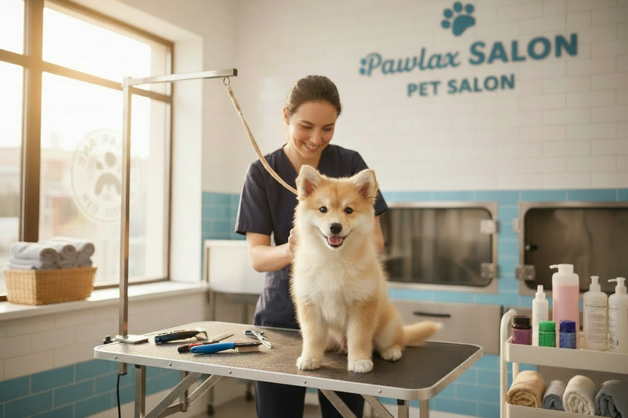 chnage the name on wall to Pawlax Salon 